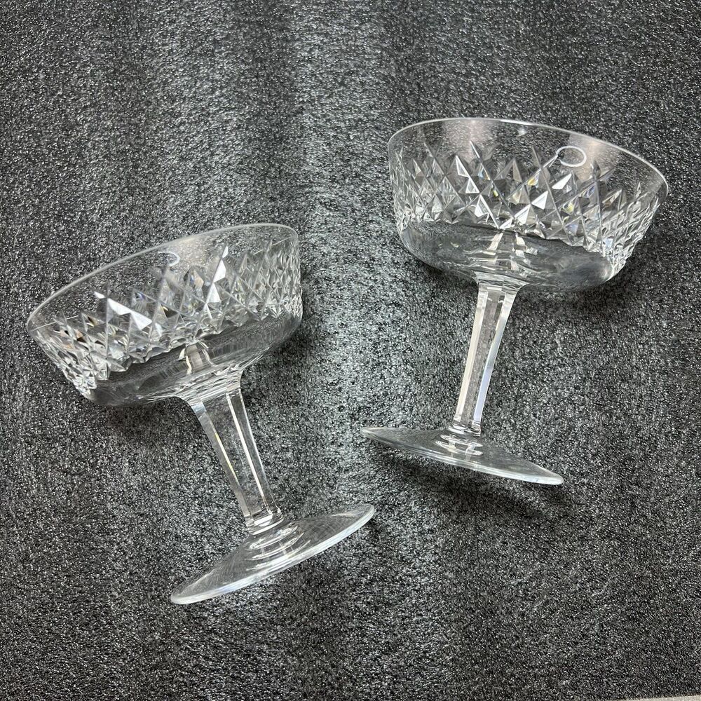 WATERFORD Crystal ALANA Champagne Tall Sherbet Glass 4 1/8" IRELAND~set Of 2 - Picture 6 of 7